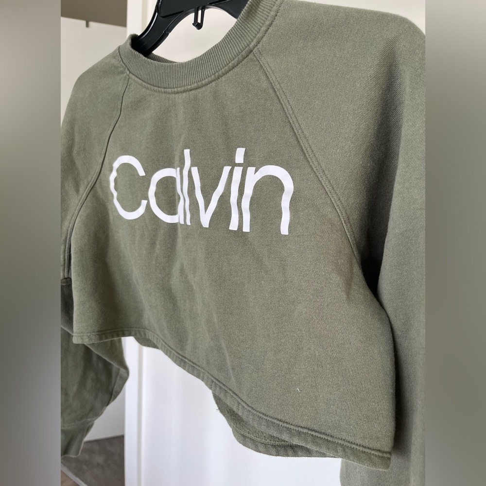 Calvin Klein Performance Green Longsleeve Cropped Sweatshirt XS